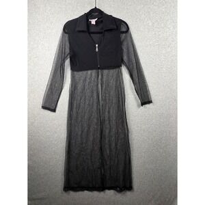 Vintage Maria Gabrielle Dress Womens Medium Black Sheer Mesh Maxi Gothic 90s